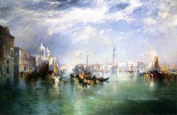 Entrance to the Grand Canal seascape boat Thomas Moran Venice Oil Paintings